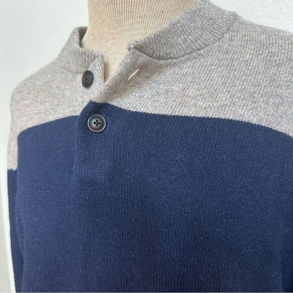Y2K Tommy Hilfiger Beige Navy Orange Wool Sweater - Men XL - Winter Grandpa - Picture 6 of 7